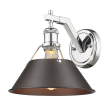 Golden Canada 3306-1W CH-RBZ - Yep by Golden Lighting Orwell 1-light Wall Sconce in Chrome and Rubbed Bronze shade